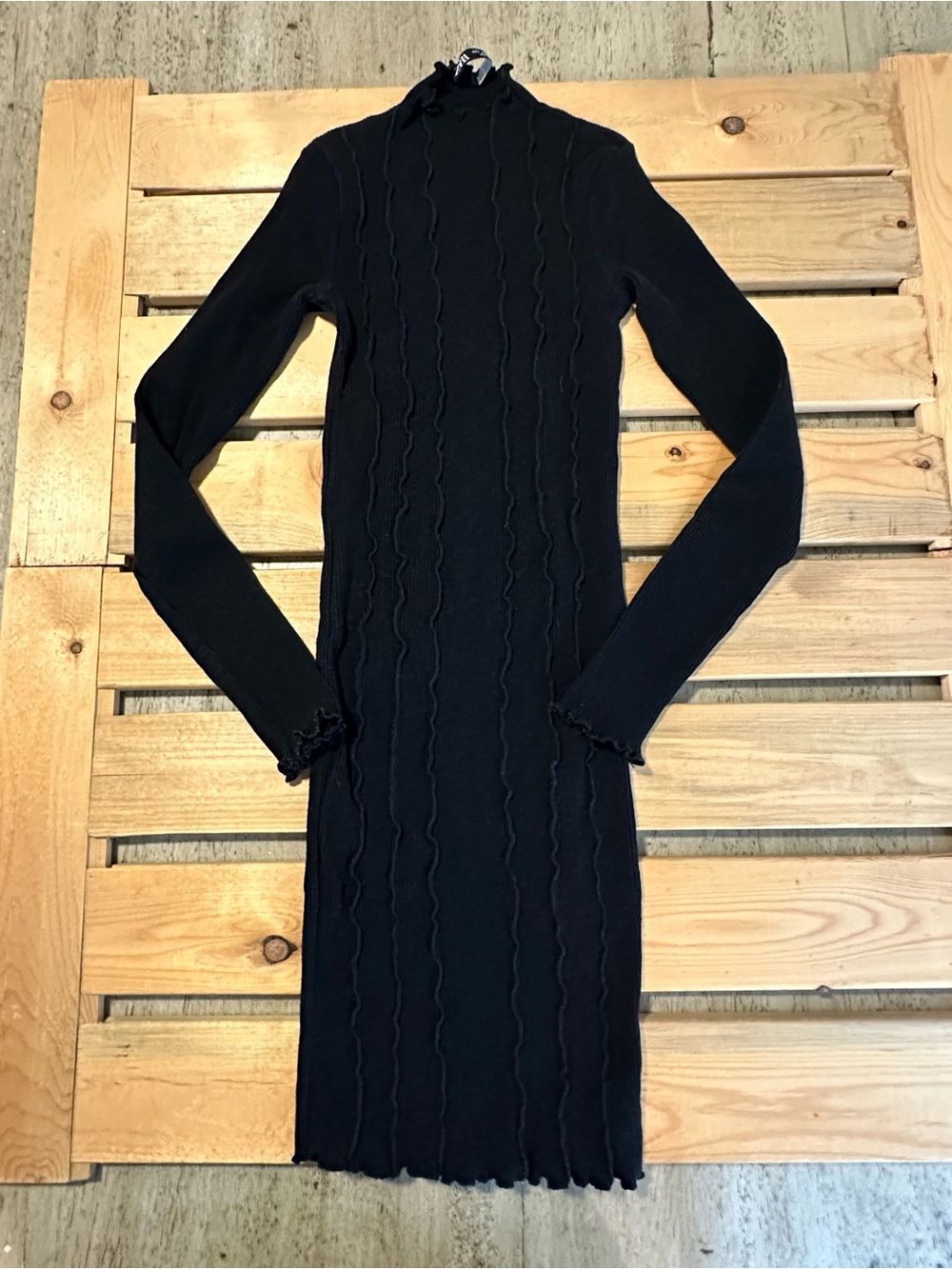 Zara black ribbed knit dress size small